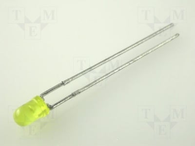 Светодиод L-934LYD LED; 3mm; жълт; 0,8-3,2mcd; 60°
